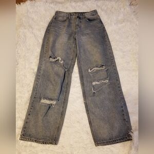 Momokrom Straight Leg Distressed Denim Jeans Blue Us 36